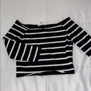 Black and white striped crop top